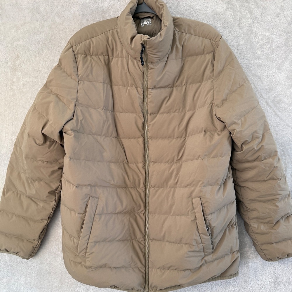 32 Degrees Heat Mens XL Tan Brown Down Filled Puffer Jacket Full Zip Gotpcore